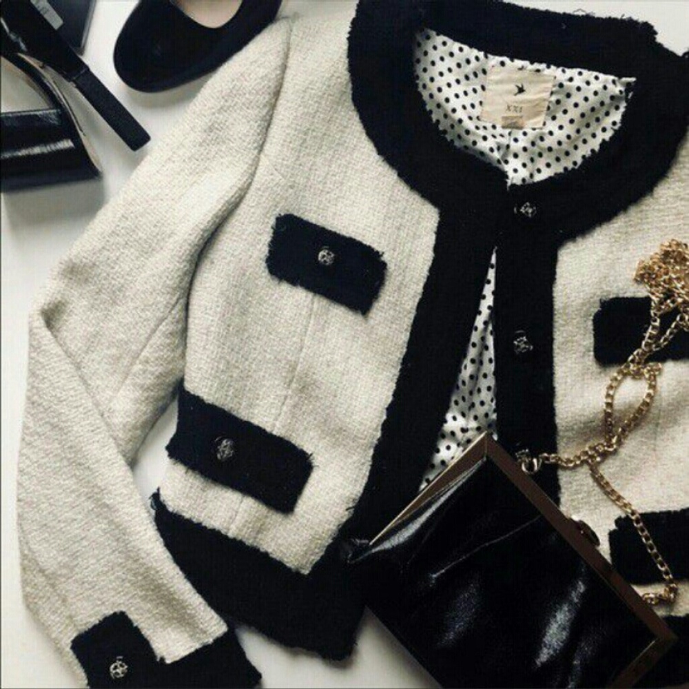 Forever 21 black and white Tweed Blazer